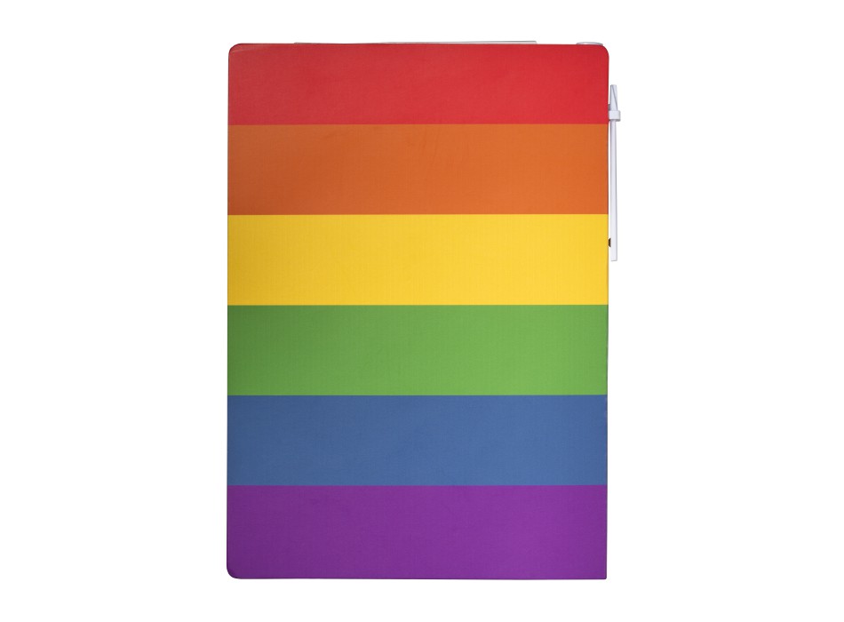 Block notes  in carta con copertina arcobaleno, foglietti adesivi e penna FullGadgets.com