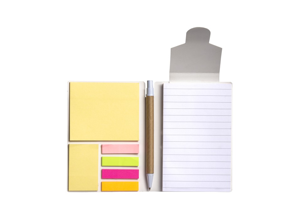 Block notes  in carta con copertina arcobaleno, foglietti adesivi e penna FullGadgets.com