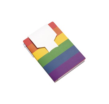 Block notes  in carta con copertina arcobaleno, foglietti adesivi e penna FullGadgets.com