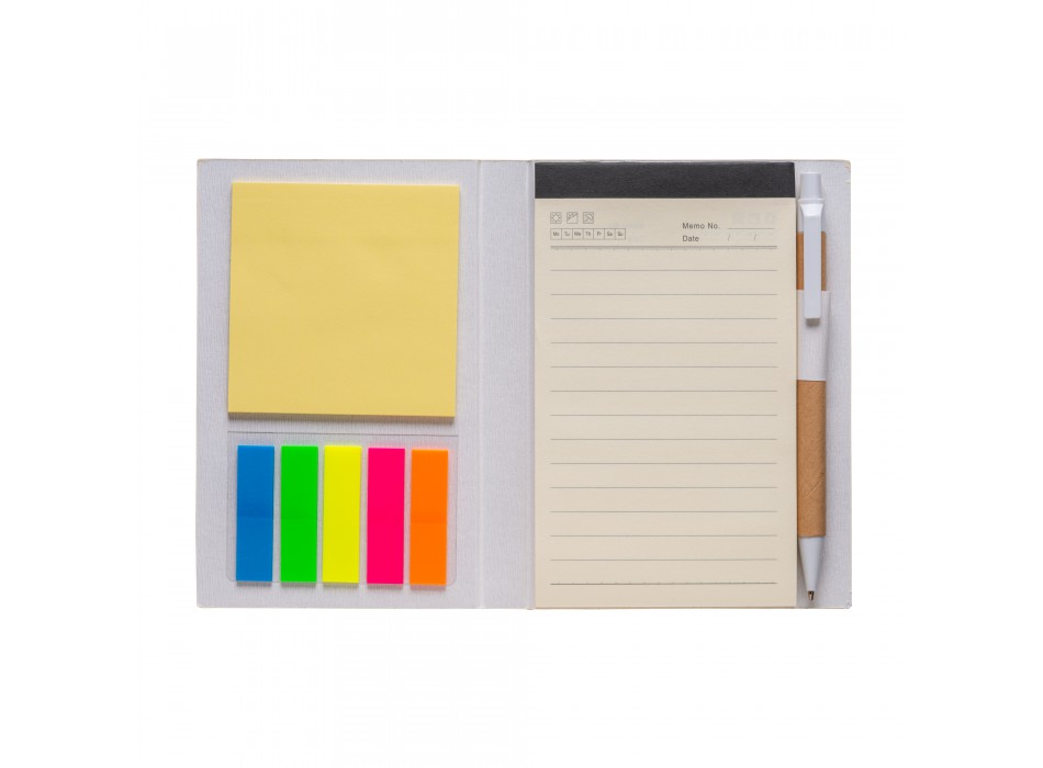 Block notes in cartoncino con elastico colorato, penna, fogli a righe (70 pag.) e fogliett FullGadgets.com
