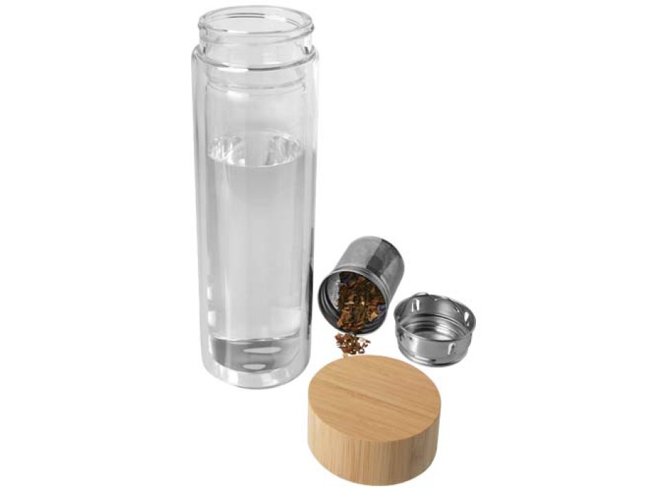 Borraccia con infusore in vetro borosilicato con coperchio in bambù da 400 ml Bailey FullGadgets.com