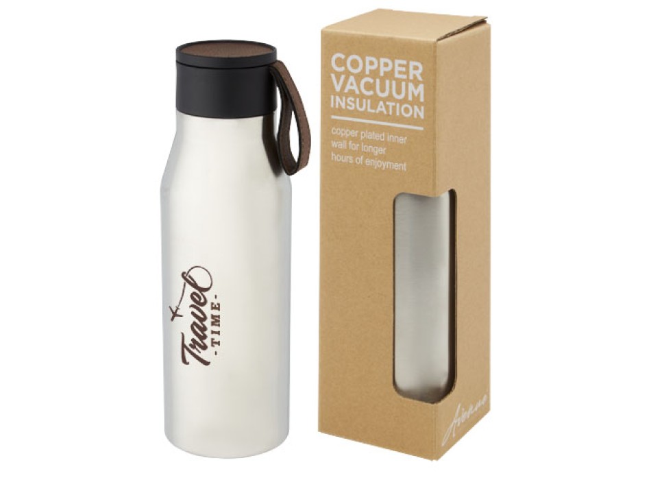 Borraccia in acciaio inossidabile da 500 ml con isolamento sottovuoto in rame, coperchio e cinturino in finta pelle Ljungan FullGadgets.com