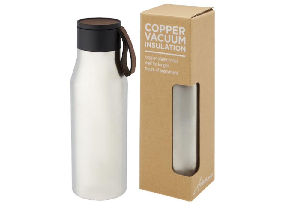 Borraccia in acciaio inossidabile da 500 ml con isolamento sottovuoto in rame, coperchio e cinturino in finta pelle Ljungan FullGadgets.com