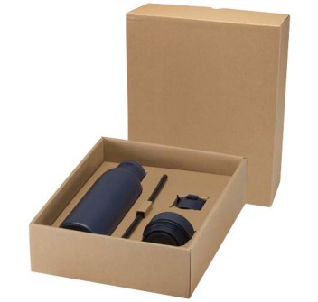 Borraccia in acciaio inossidabile riciclato certificato RCS a doppia parete da 650 ml con set di coperchi da 3 pezzi Illuminate FullGadgets.com