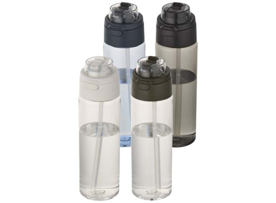Borraccia in plastica riciclata RCS con tappo a doppia funzione e cannuccia a scatto da 700 ml Theron FullGadgets.com