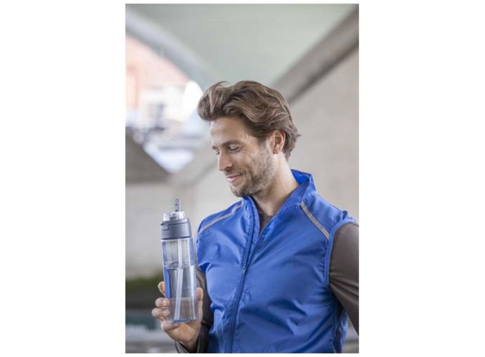 Borraccia in plastica riciclata RCS con tappo a doppia funzione e cannuccia a scatto da 700 ml Theron FullGadgets.com