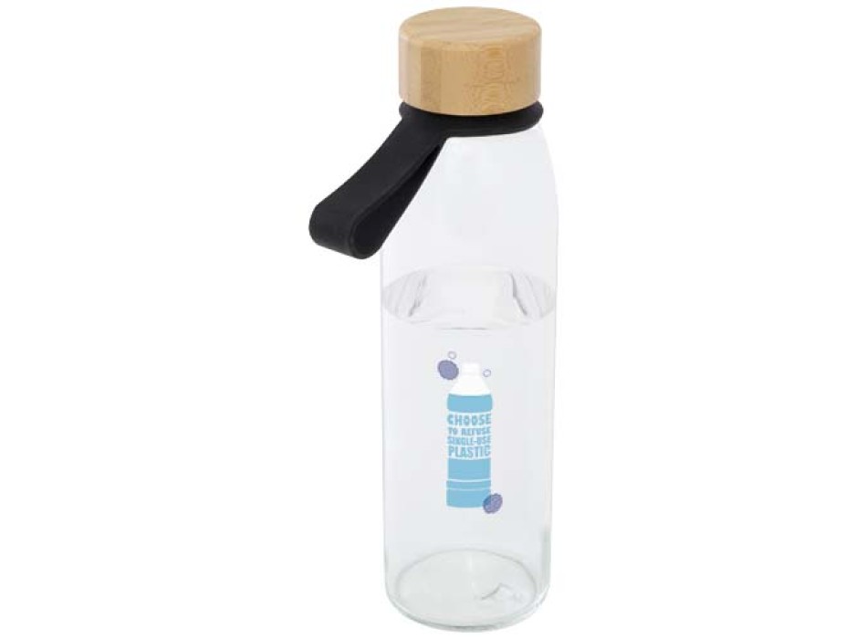 Borraccia in vetro da 500 ml con manico in silicone e coperchio in bambù Porto  FullGadgets.com