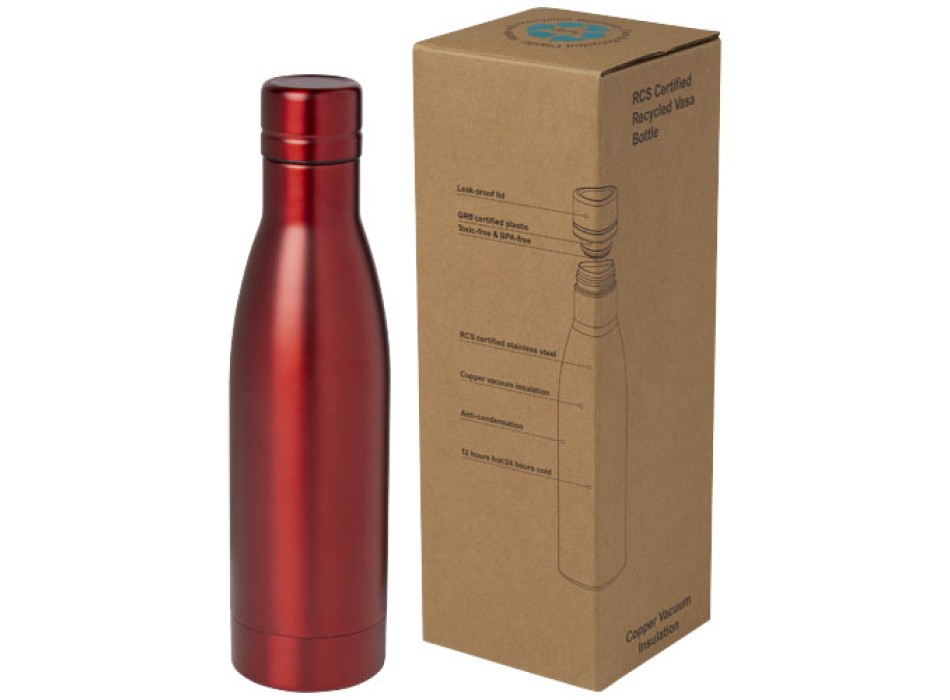 Borraccia termica con isolamento sottovuoto in rame e acciaio inossidabile riciclato certificato RCS da 500 ml Vasa FullGadgets.com