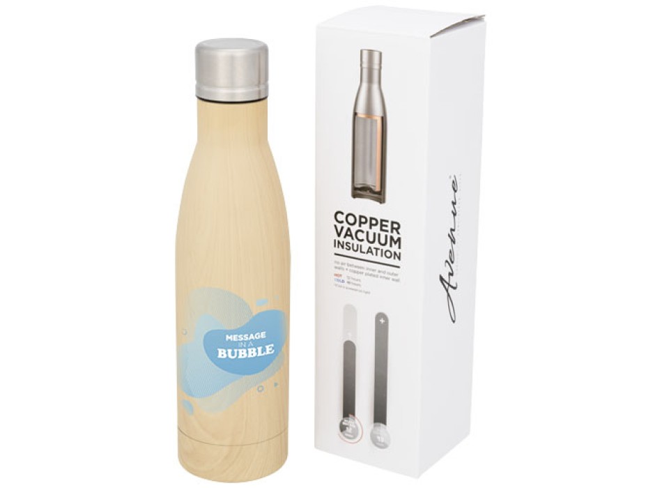 Borraccia termica con isolamento sottovuoto in rame effetto legno da 500 ml Vasa FullGadgets.com