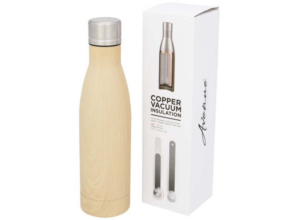 Borraccia termica con isolamento sottovuoto in rame effetto legno da 500 ml Vasa FullGadgets.com