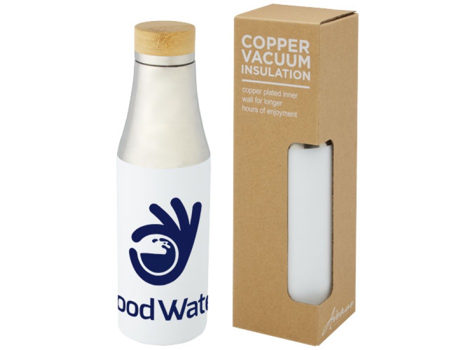 Borraccia termica in acciaio inossidabile con isolamento sottovuoto in rame e coperchio in bambù da 540 ml Hulan FullGadgets.com