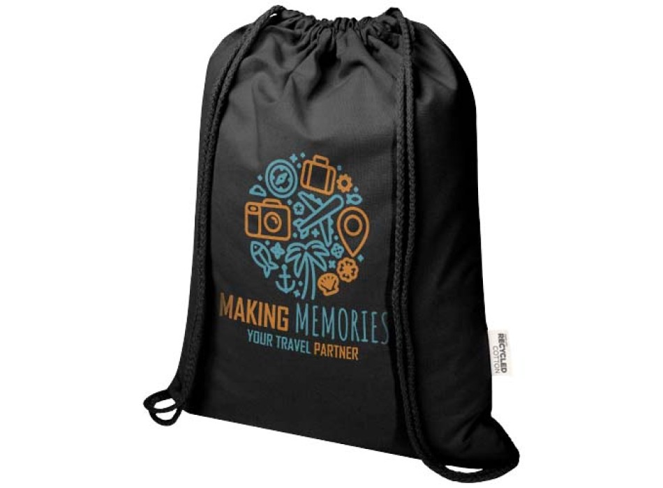 Borsa con cordoncino  in materiale riciclato GRS da 140 g/m² Oregon Blend - 5L FullGadgets.com