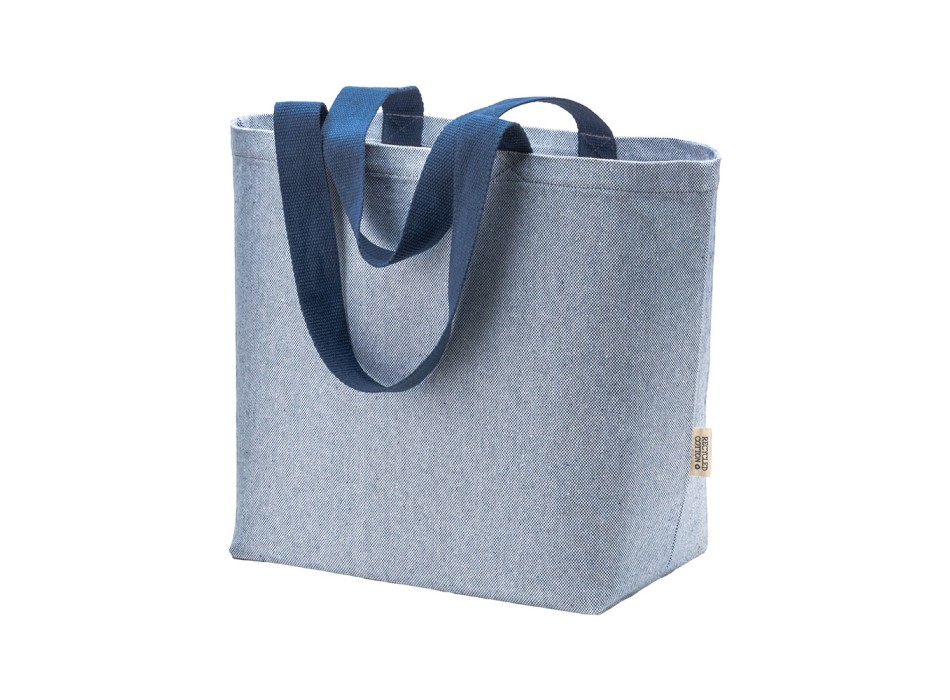 Borsa in cotone riciclato 340 g/m2 con effetto melange. Manici lunghi colorati e soffietto FullGadgets.com