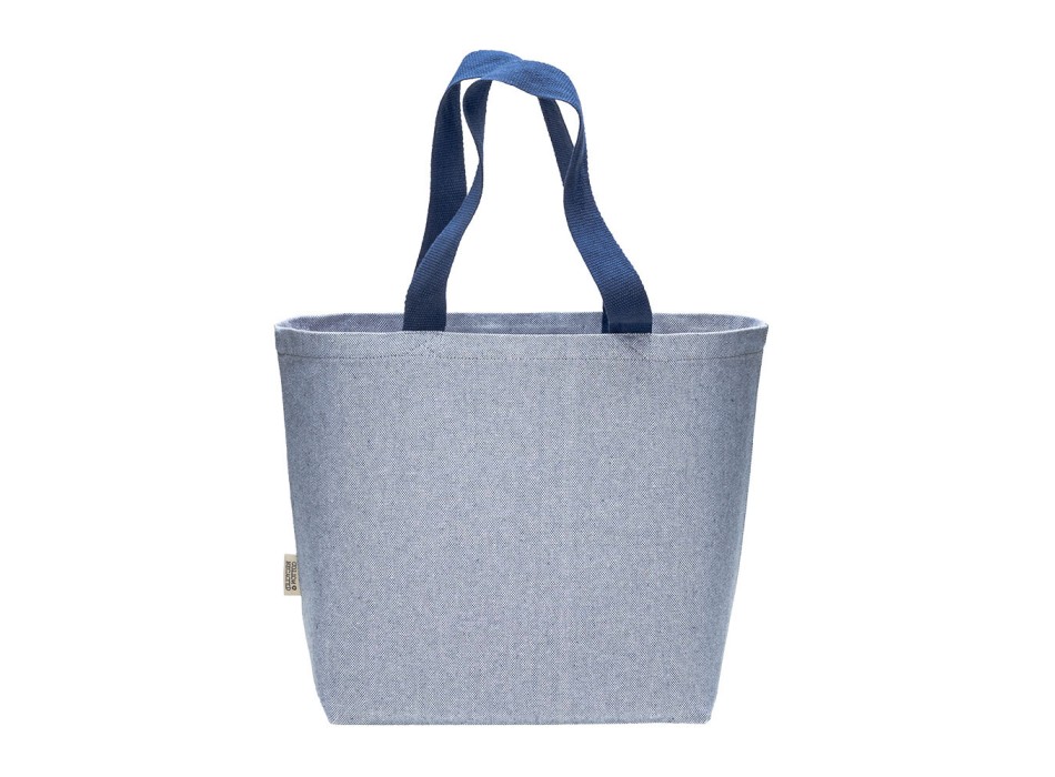 Borsa in cotone riciclato 340 g/m2 con effetto melange. Manici lunghi colorati e soffietto FullGadgets.com