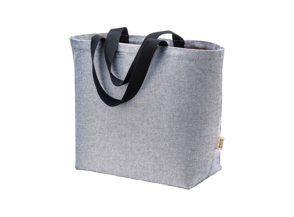 Borsa in cotone riciclato 340 g/m2 con effetto melange. Manici lunghi colorati e soffietto FullGadgets.com