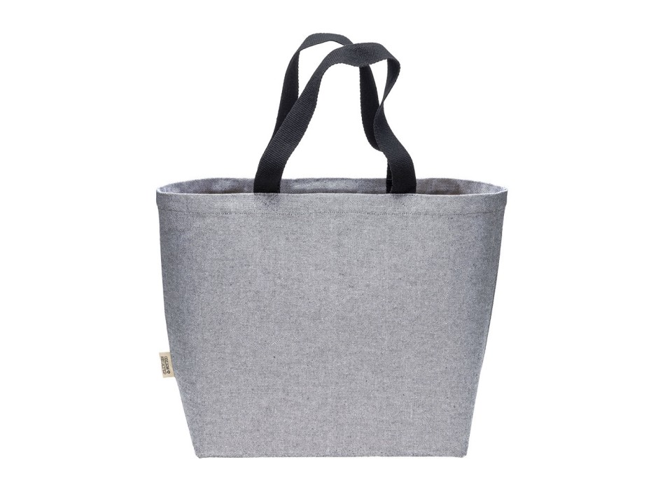 Borsa in cotone riciclato 340 g/m2 con effetto melange. Manici lunghi colorati e soffietto FullGadgets.com