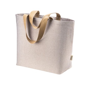 Borsa in cotone riciclato 340 g/m2 con effetto melange. Manici lunghi colorati e soffietto FullGadgets.com