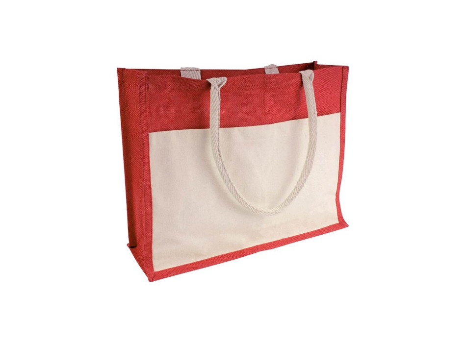 Borsa in juta con interno in PVC, soffietto, manici lunghi e tasca esterna FullGadgets.com