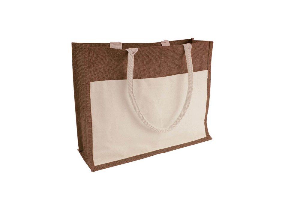 Borsa in juta con interno in PVC, soffietto, manici lunghi e tasca esterna FullGadgets.com