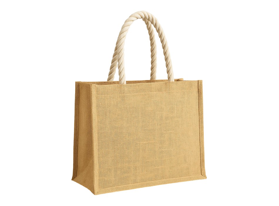 Borsa in juta con manici lunghi in corda e inserti colorati. Con soffietto FullGadgets.com