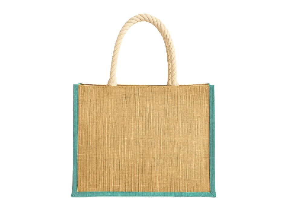 Borsa in juta con manici lunghi in corda e inserti colorati. Con soffietto FullGadgets.com