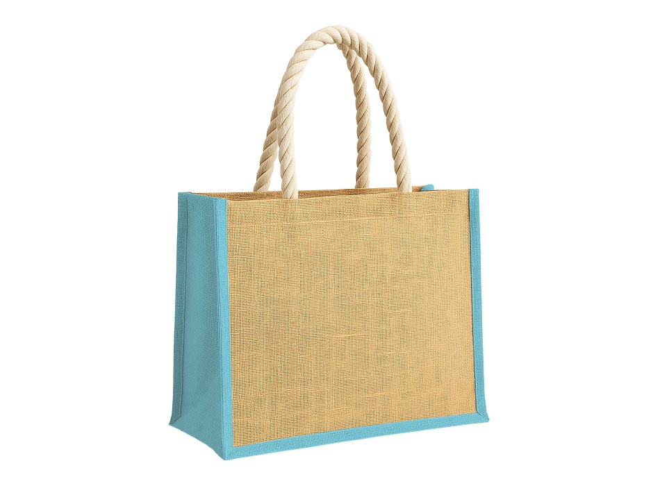 Borsa in juta con manici lunghi in corda e inserti colorati. Con soffietto FullGadgets.com