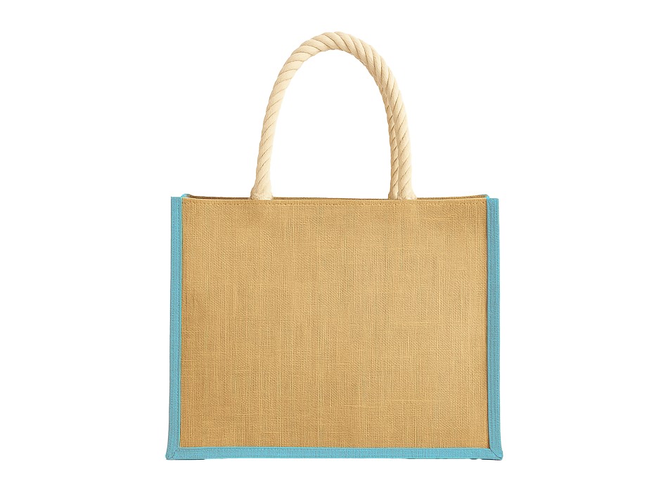 Borsa in juta con manici lunghi in corda e inserti colorati. Con soffietto FullGadgets.com