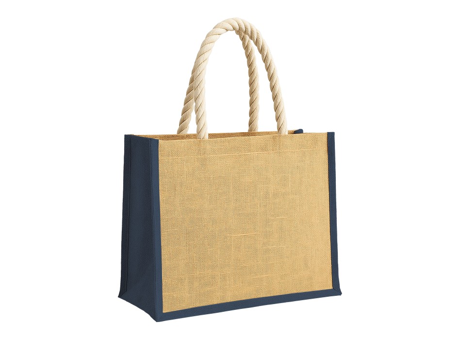 Borsa in juta con manici lunghi in corda e inserti colorati. Con soffietto FullGadgets.com