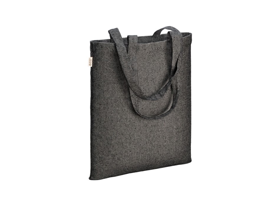 Borsa shopper in cotone riciclato 300 g/m2 con effetto melange con manici lunghi FullGadgets.com