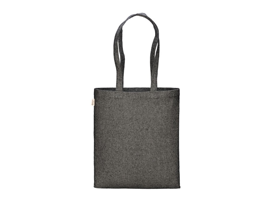 Borsa shopper in cotone riciclato 300 g/m2 con effetto melange con manici lunghi FullGadgets.com