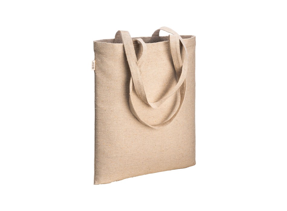 Borsa shopper in cotone riciclato 300 g/m2 con effetto melange con manici lunghi FullGadgets.com