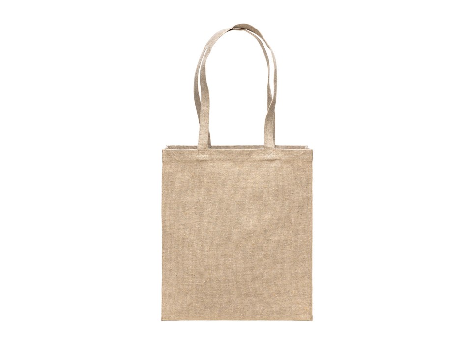 Borsa shopper in cotone riciclato 300 g/m2 con effetto mélange. Manici lunghi e soffietto FullGadgets.com