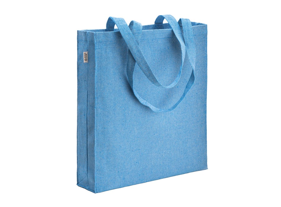 Borsa shopper in cotone riciclato 300 g/m2 con effetto mélange. Manici lunghi e soffietto FullGadgets.com