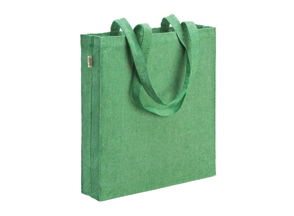 Borsa shopper in cotone riciclato 300 g/m2 con effetto mélange. Manici lunghi e soffietto FullGadgets.com