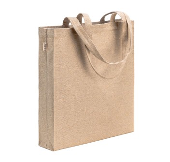 Borsa shopper in cotone riciclato 300 g/m2 con effetto mélange. Manici lunghi e soffietto FullGadgets.com