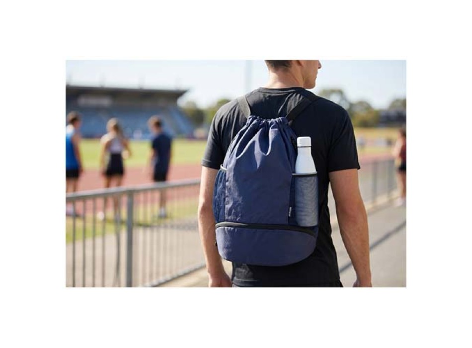 Borsa sportiva con cordoncino in materiale riciclato certificato GRS e scomparto inferiore da 18 litri  FullGadgets.com