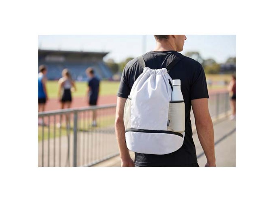 Borsa sportiva con cordoncino in materiale riciclato certificato GRS e scomparto inferiore da 18 litri  FullGadgets.com