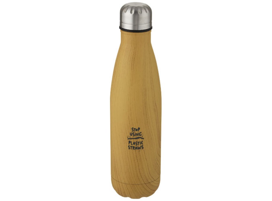 Bottiglia Cove da 500 ml con isolamento sottovuoto in acciaio inossidabile e motivo ornamentale in legno FullGadgets.com