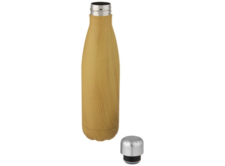 Bottiglia Cove da 500 ml con isolamento sottovuoto in acciaio inossidabile e motivo ornamentale in legno FullGadgets.com