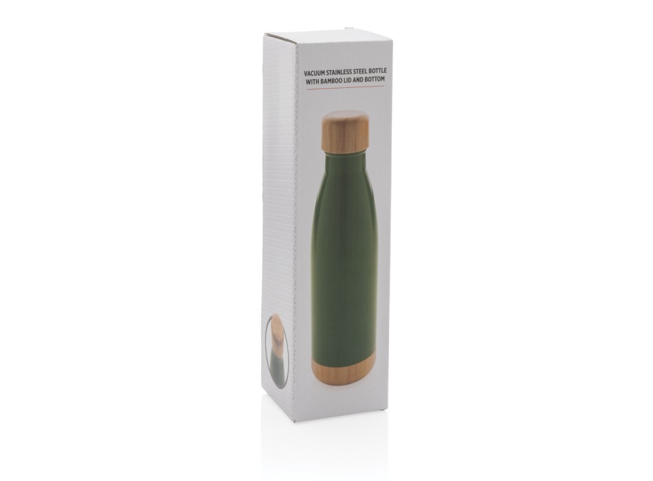 Bottiglia termica in acciaio con tappo e fondo in bambù FullGadgets.com