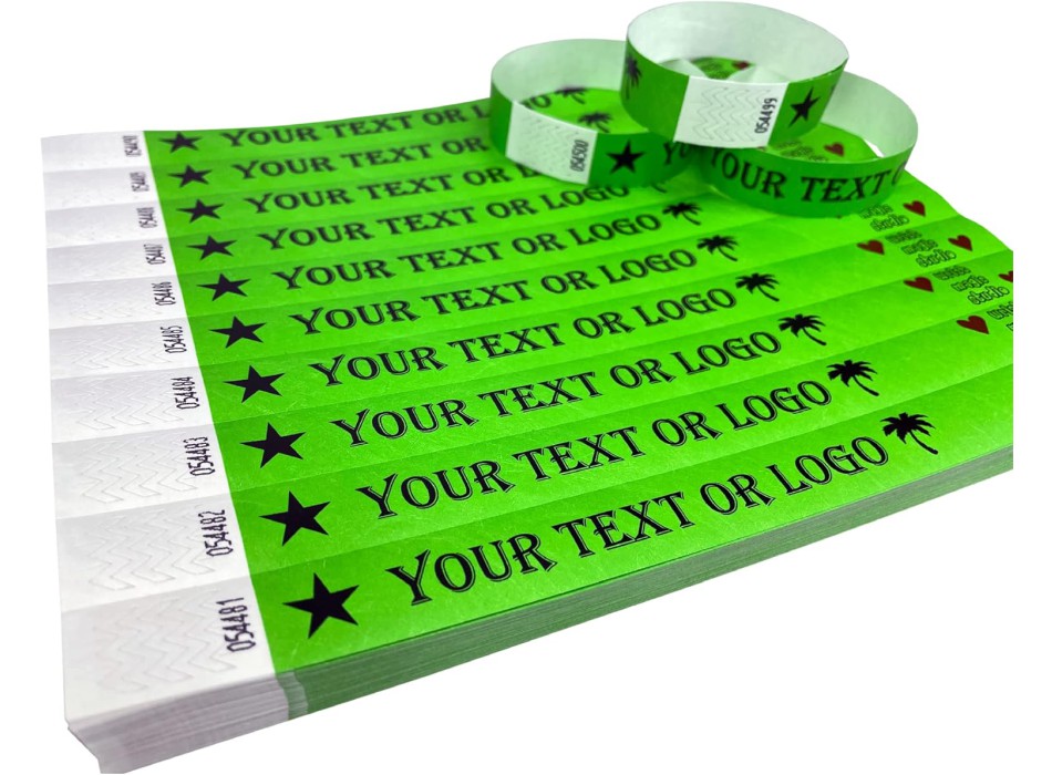 Braccialetti Identificativi Tyvek® Personalizzabili con Stampa Nera FullGadgets.com