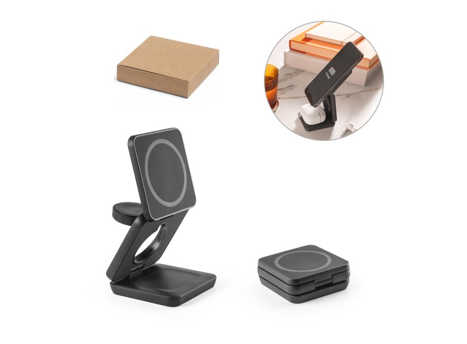 BROGLIE. Caricatore wireless magnetico superveloce 4-in-1 da 15W in ABS riciclato (100% rABS) FullGadgets.com