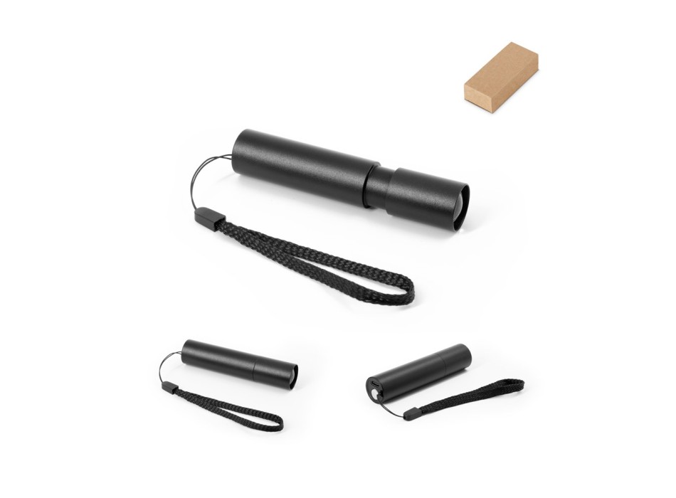 BRUCE. Torcia ricaricabile realizzata in alluminio riciclato (100% rAL) con punta estensibile di 30 mm FullGadgets.com