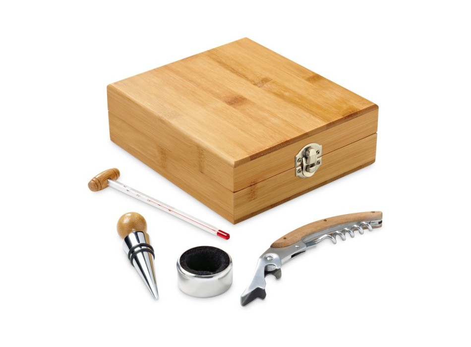 CABERNET. Set da vino in bambù, zinco e acciaio inox FullGadgets.com