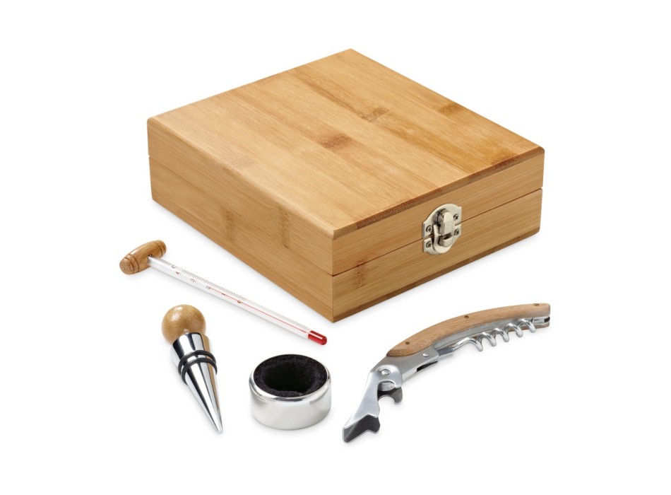 CABERNET. Set da vino in bambù, zinco e acciaio inox FullGadgets.com