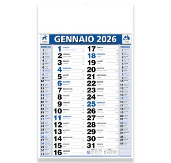 Calendario 2026 da muro mensile bicolore, 12 fogli, su carta patinata, termosaldato FullGadgets.com