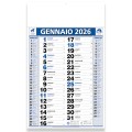 Calendario 2026 da muro mensile bicolore, 12 fogli, su carta patinata, termosaldato