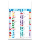 Calendario 2026 da muro mensile multicolore, 12 fogli, su carta patinata, termosaldato FullGadgets.com