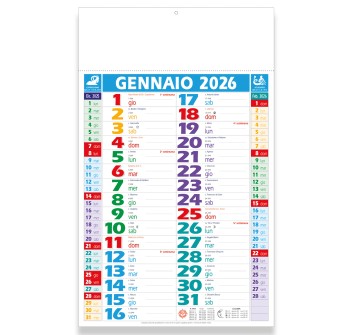 Calendario 2026 da muro mensile multicolore, 12 fogli, su carta patinata, termosaldato FullGadgets.com