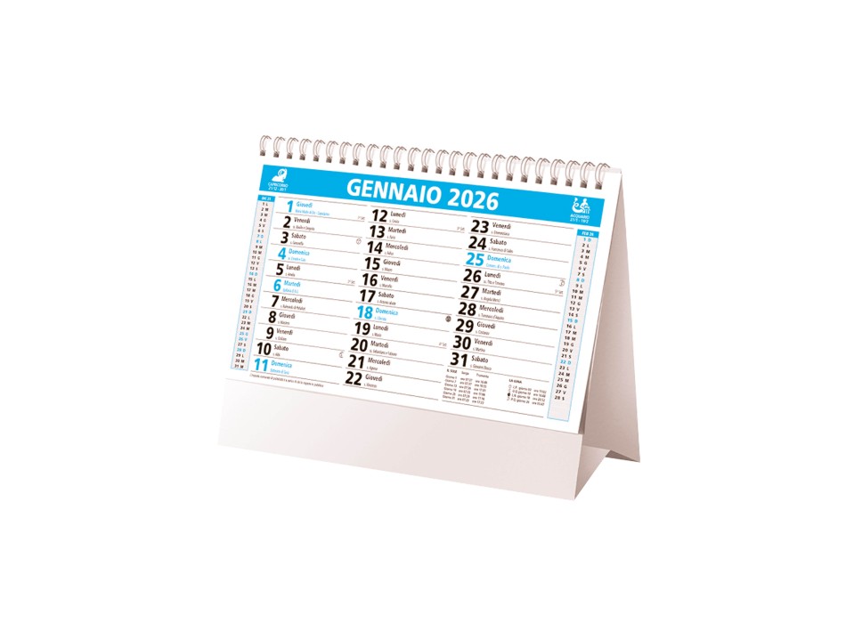 Calendario 2026 da tavolo mensile bicolore, 13 fogli su carta patinata opaca FullGadgets.com